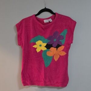 Mulco Vibrant Pink Sweater with Floral Design